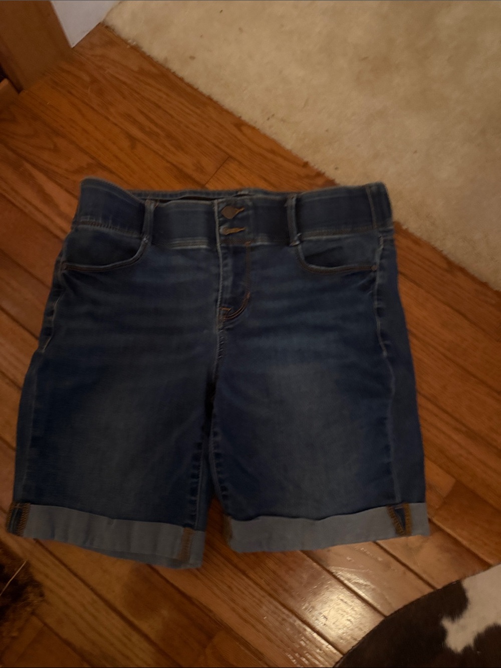 High-Rise Dark Blue Denim Women’s Shorts
